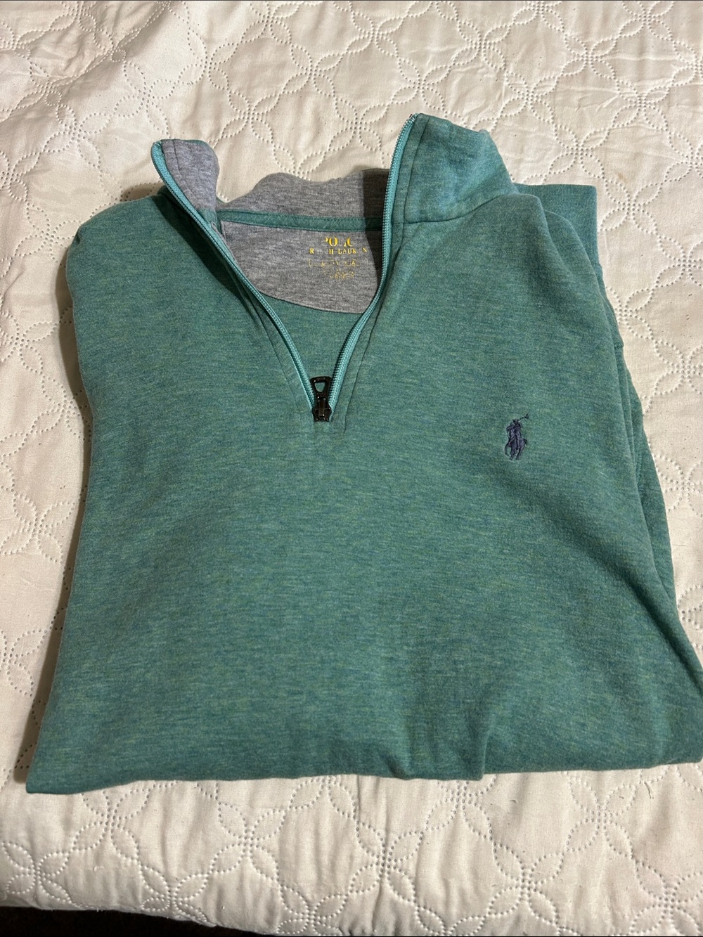 Polo by Ralph Lauren Men’s Teal Heather Quarter-Zip Pullover
